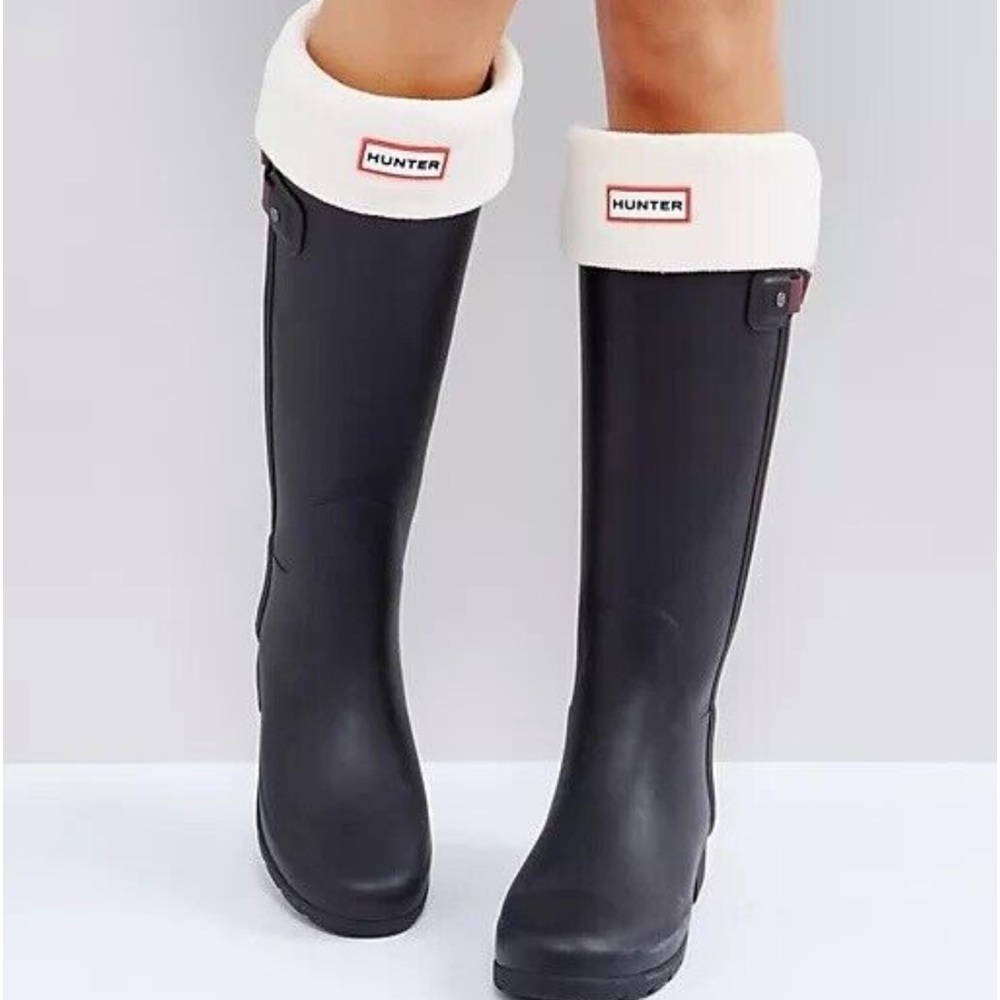 Hunter tall rain boots with detachable boot sock included